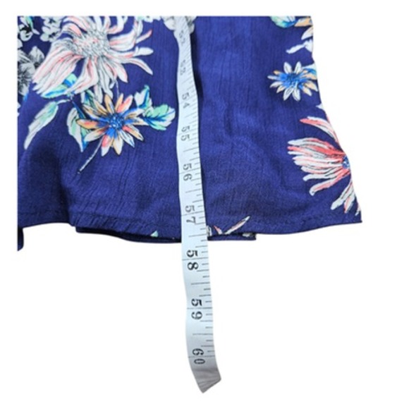 Papermoon Dress Womens Medium Blue Floral Maxi Short Sleeve Boho‎ Summer Casual - Picture 7 of 7